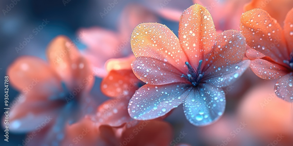 A Close-Up of a Delicate Flower Covered in Dewdrops