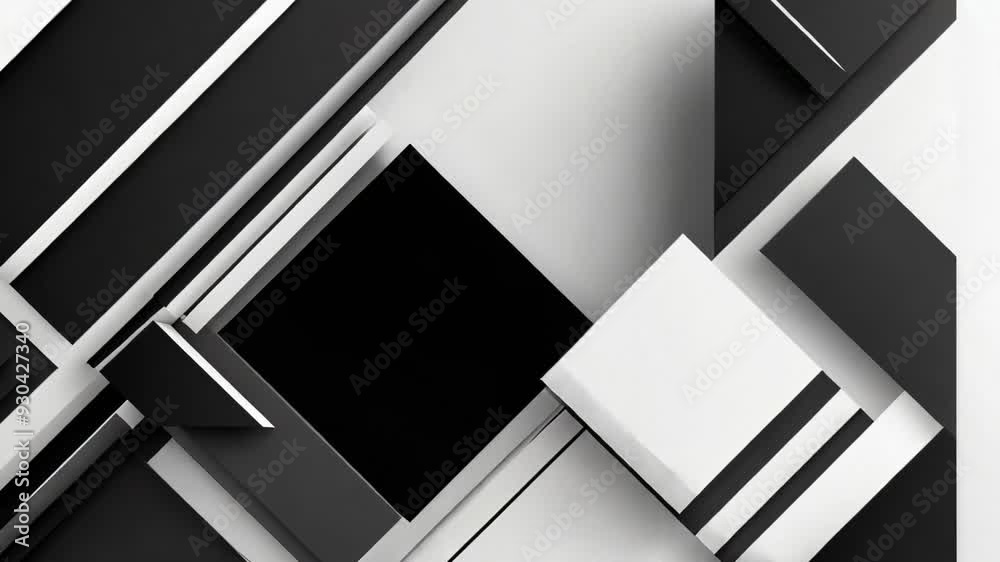 Abstract black and white time lapse of retro cube shapes with modern motion design