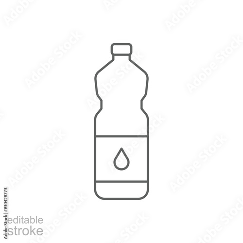 Kitchen oil bottle icon. Simple outline style. Cooking oil bottle plastic, cook, sunflower, vinegar, corn, fat, kitchen, food concept. Thin line symbol. Vector illustration isolated. Editable stroke.