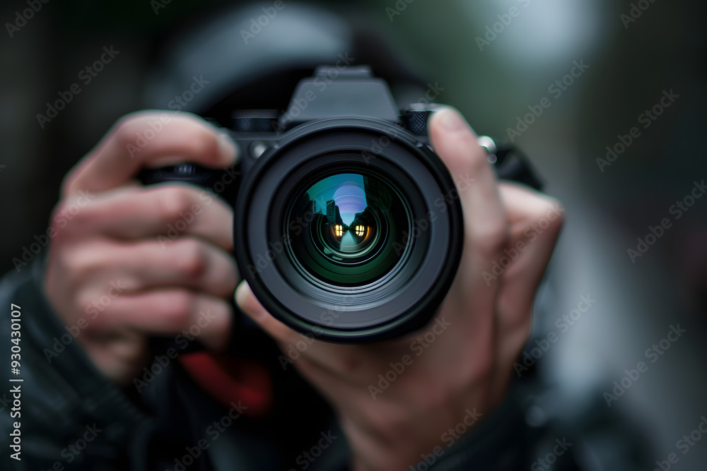 photographer take pictures Snapshot with camera. man hand holding with camera looking through lens.Concept for photographing articles Professionally. photographer take pictures Snapshot with camera. man hand holding with camera looking through lens.Concept for photographing articles Professionally.