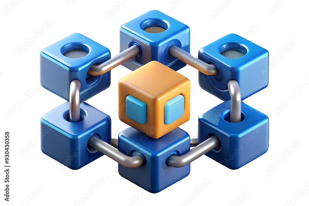 Abstract Vector Elements: AI Driven Blockchain Technology Concept with Digital Blocks and Chains on White Background - Symbolizing Data Integrity and Security. Ideal for Photo Stock Abstract Vector Elements: AI Driven Blockchain Technology Concept with Digital Blocks and Chains on White Background - Symbolizing Data Integrity and Security. Ideal for Photo Stock