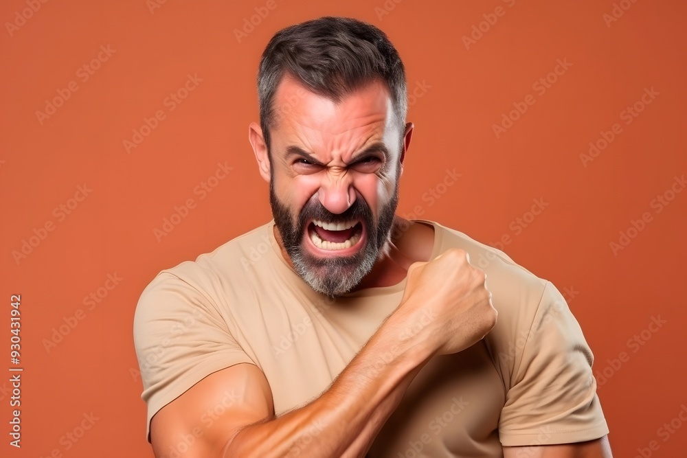Angry Bearded Man Close Up Portrait Intense Facial Expression Angry Bearded Man Close Up Portrait Intense Facial Expression