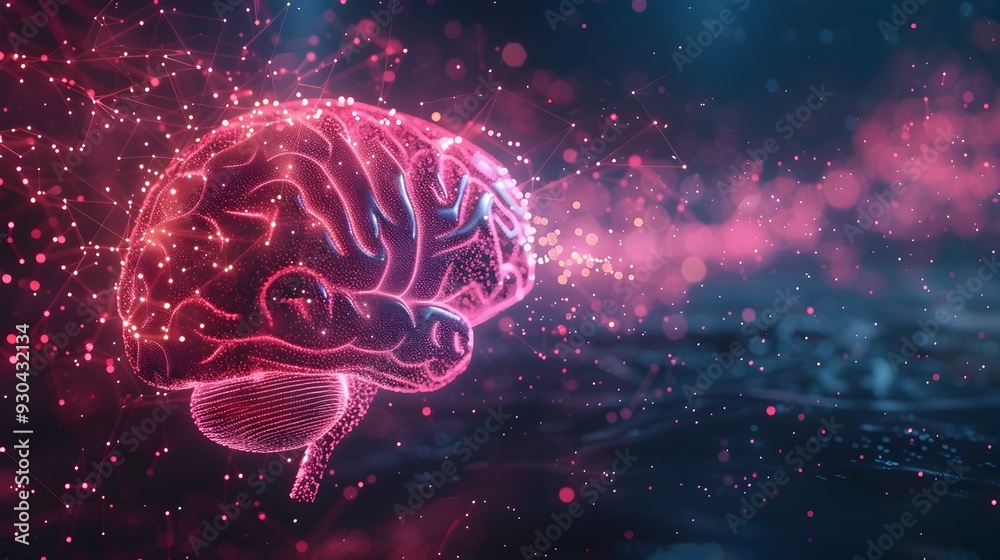 Obraz premium Glowing Digital Brain Representing Advanced Technology and Innovation