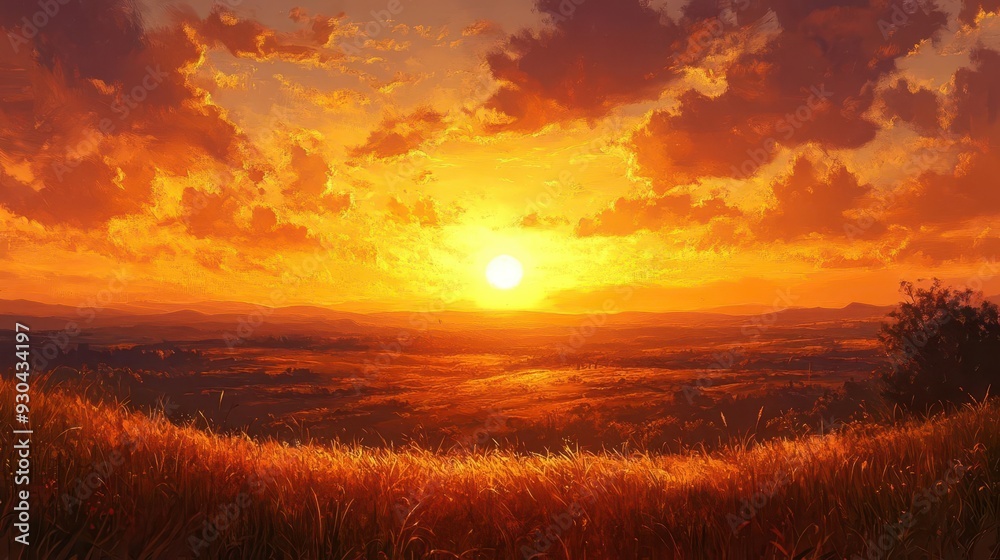 Golden sunset over a field of tall grass. Golden sunset over a field of tall grass.
