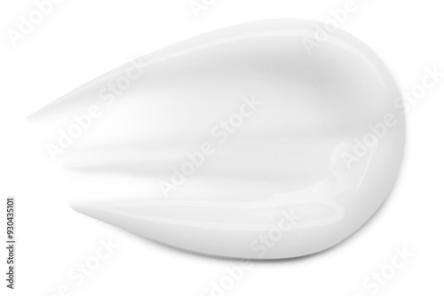 Smear of white cosmetic cream on empty background.
