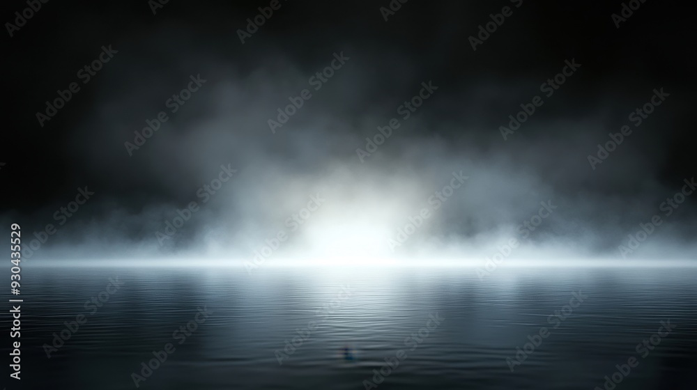 A serene, misty landscape reflecting soft light on calm water. A serene, misty landscape reflecting soft light on calm water.