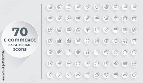 E-Commerce and Shopping Outlined Icons Set. Ecommerce Business, Online Shopping Editable Stroke Icons Collection Vector Template. Customizable Minimalist and Simple Linear UI UX Essential Icon Pack.