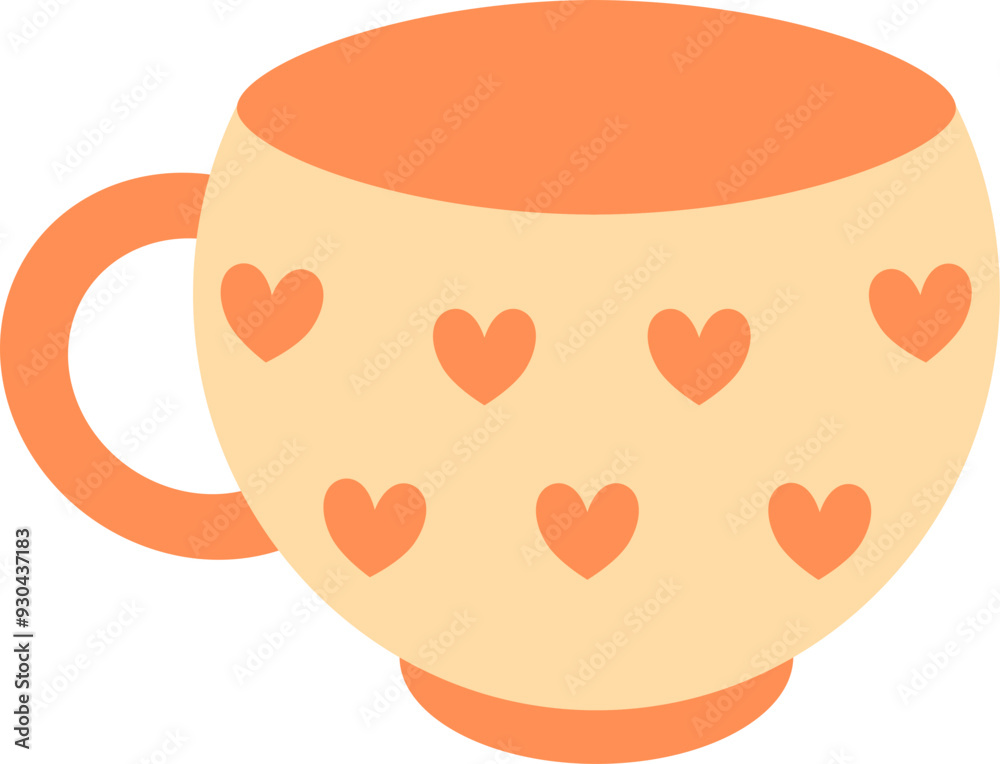 Orange cup with hearts pattern Orange cup with hearts pattern