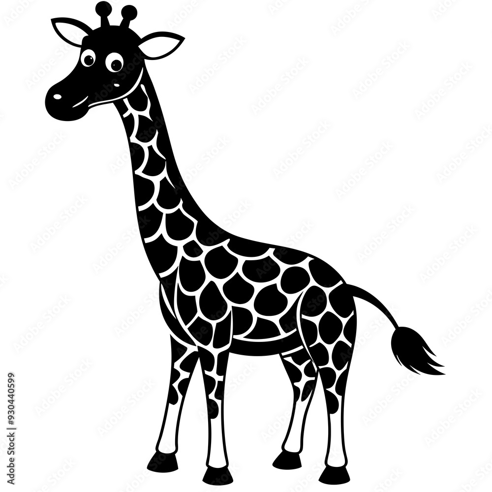 Fototapeta premium Funny giraffe silhouette art vector illustration