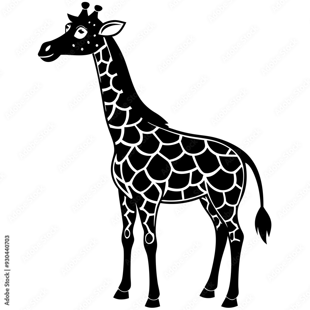 Funny giraffe silhouette art vector illustration Funny giraffe silhouette art vector illustration
