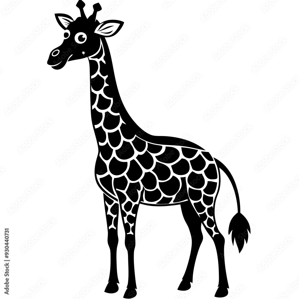 Fototapeta premium Funny giraffe silhouette art vector illustration