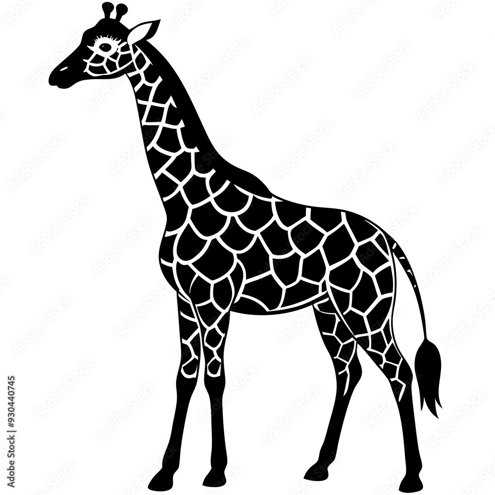 Naklejka premium Funny giraffe silhouette art vector illustration