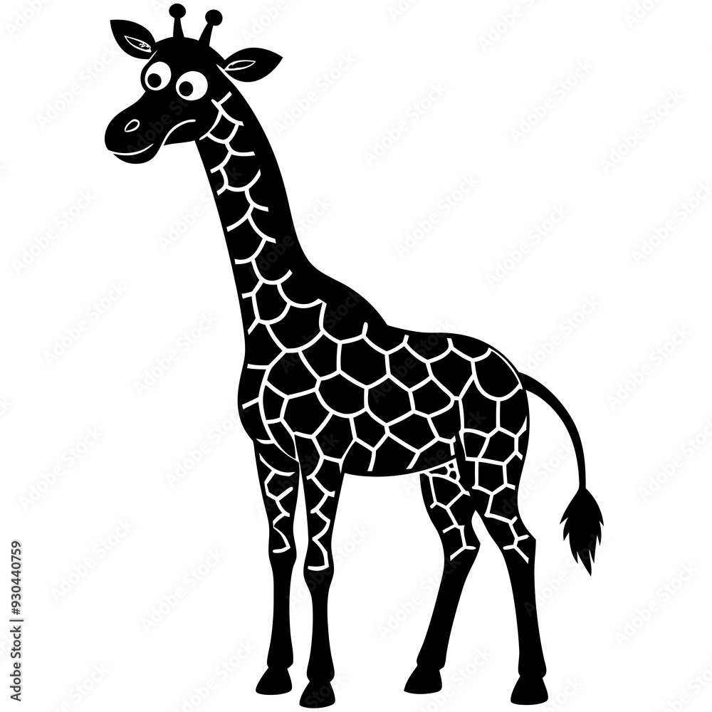 Naklejka premium Funny giraffe silhouette art vector illustration