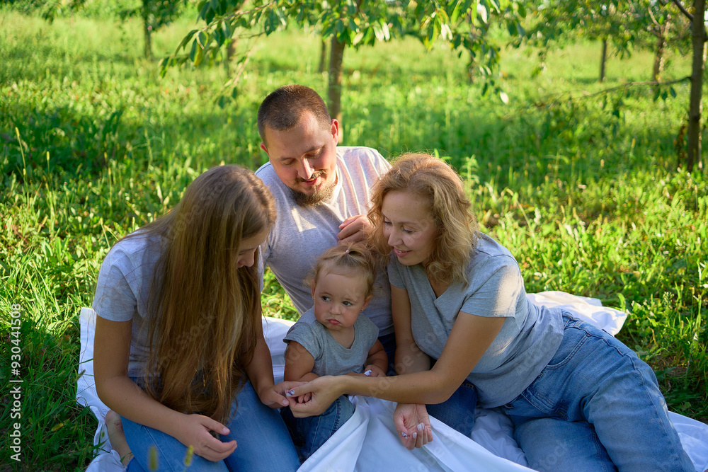 a family of four on a picnic in the park a family of four on a picnic in the park
