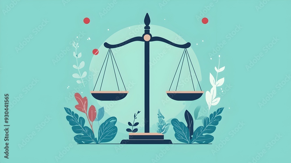 Balanced Scales of Justice Representing Under the Law in Flat Design Balanced Scales of Justice Representing Under the Law in Flat Design