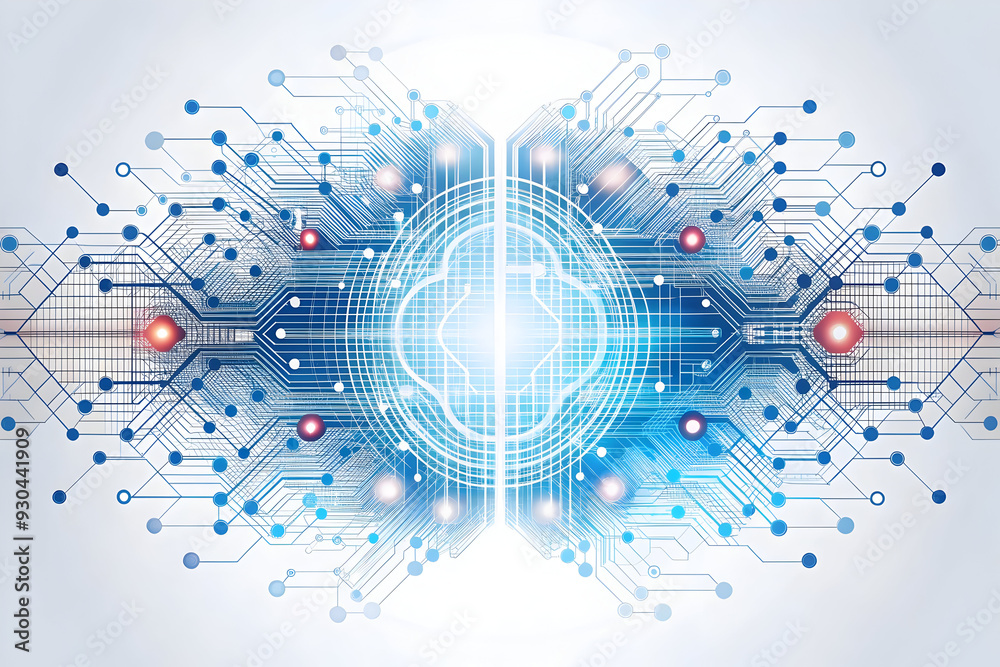 Fototapeta premium AI Powered Digital Identity Frame - Innovative Biometric Patterns and Data Streams Design for Cutting-Edge Identity Management and Security Concept in Photo Stock