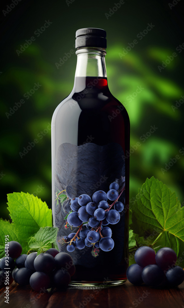 Obraz premium Label for home made blueberries product. A stylish blueberries bottle with a clean label. Blueberries symbol label or sticker.