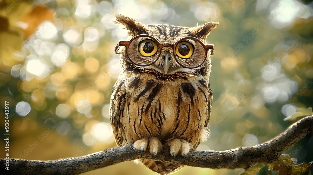 Scholarly Owl Perched on Branch,Embodying Wisdom and Knowledge in Whimsical Style Scholarly Owl Perched on Branch,Embodying Wisdom and Knowledge in Whimsical Style