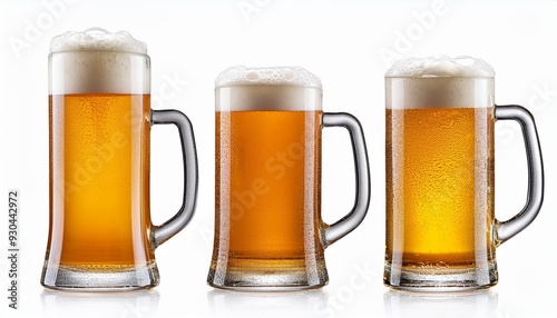 Wallpaper Mural Three mugs with beer isolated on transparent. Torontodigital.ca