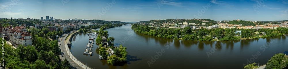 Fototapeta premium prague panorama from vysehrad towards podoli over vltava