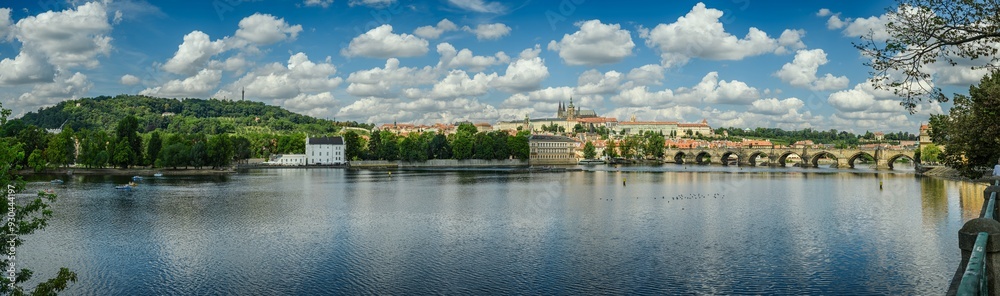 prague panorama with hradcany castle, charles bridge and petrin prague panorama with hradcany castle, charles bridge and petrin
