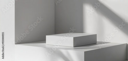 Wallpaper Mural Minimalist composition featuring a blank box on a modern pedestal, perfect for showcasing branding or product design. Torontodigital.ca