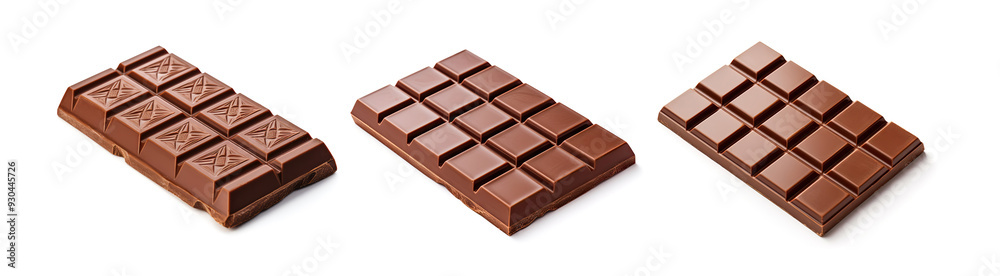 Chocolate Bar Isolated, Whole Chocolate Blok with Square Segments on White Background Chocolate Bar Isolated, Whole Chocolate Blok with Square Segments on White Background