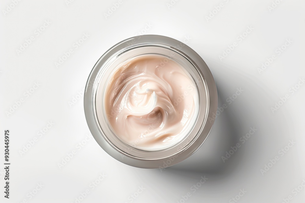 Face Cream, Cosmetic Moisturizer Jar, Lotion in Opened Container, Liquid Facial Mask Swirl, Body Cream