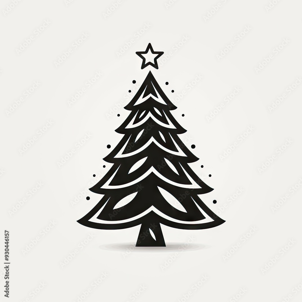 Christmas Tree Sketched Icon Hand Drawn, Xmas Tree Doodle Sketch Graphic Element, New Year Scribble Fir
