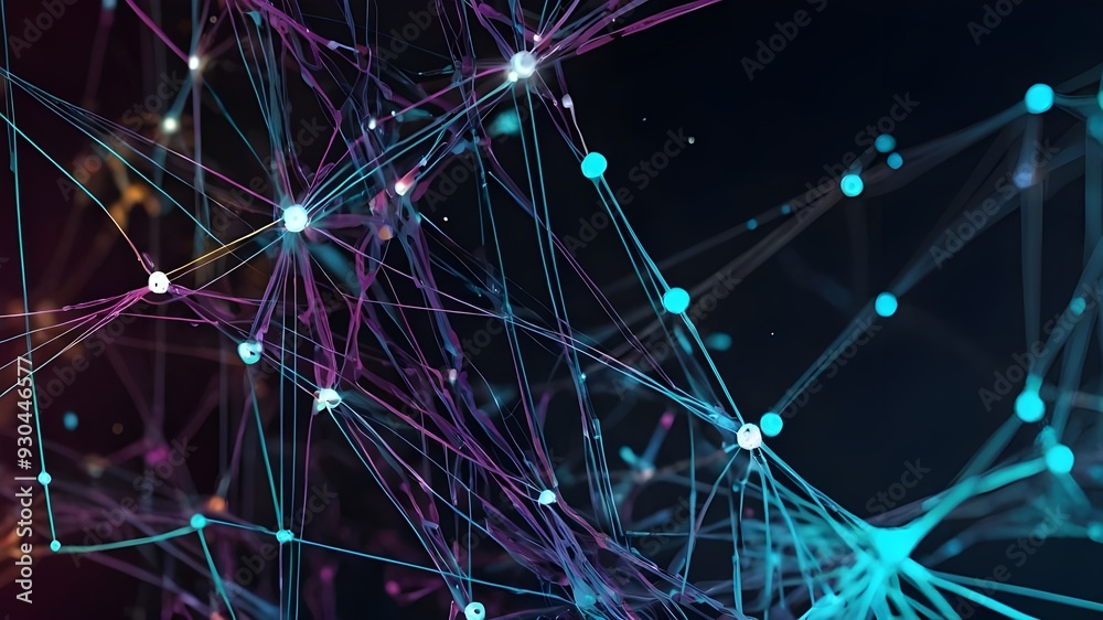 Obraz premium Hand Drawn Futuristic Plexus Structure, Technology Background, Big Data Network Visualization