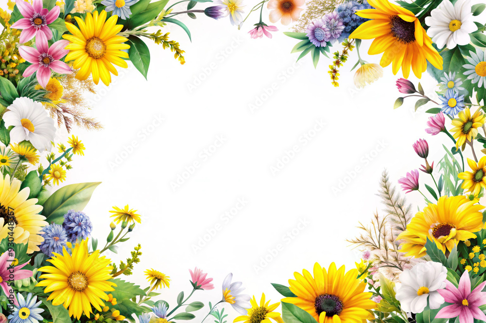 Flowers on a white isolated background with copy space, AI Generation