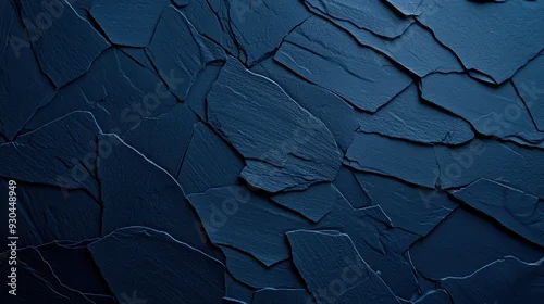 Obraz  z motywem Dark blue slate rock texture background with rough, cracked layers of stone, creating a natural, rugged surface. Ideal for nature, geology, or abstract design projects.