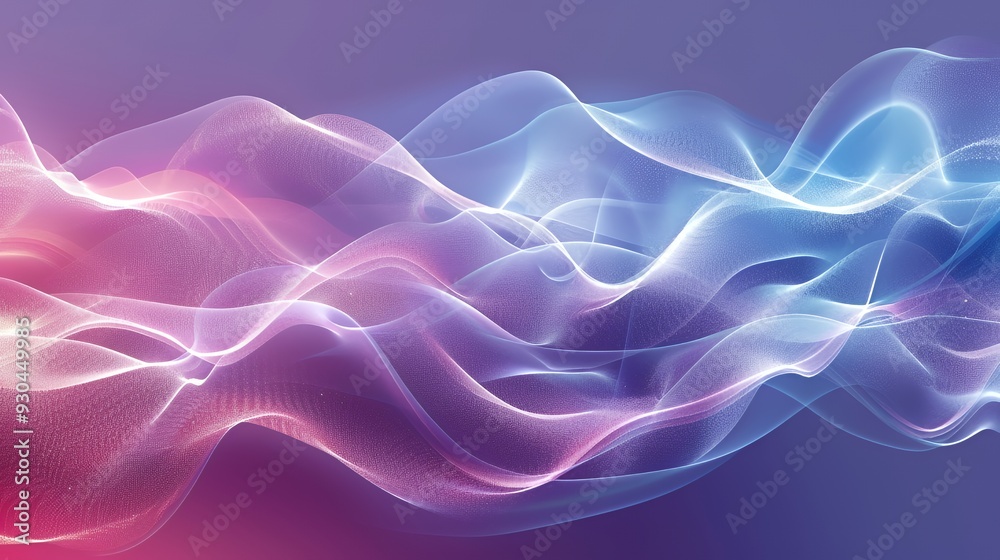 Obraz premium Abstract flowing waves in pink and blue tones, creating a dynamic visual effect.