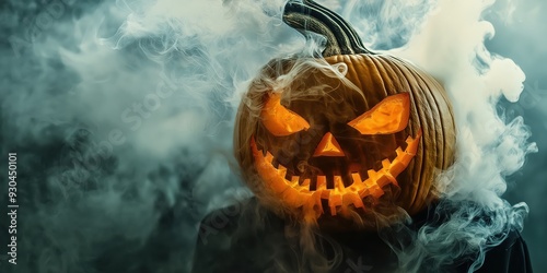 Spooky Halloween Pumpkin with Candles created by ai
