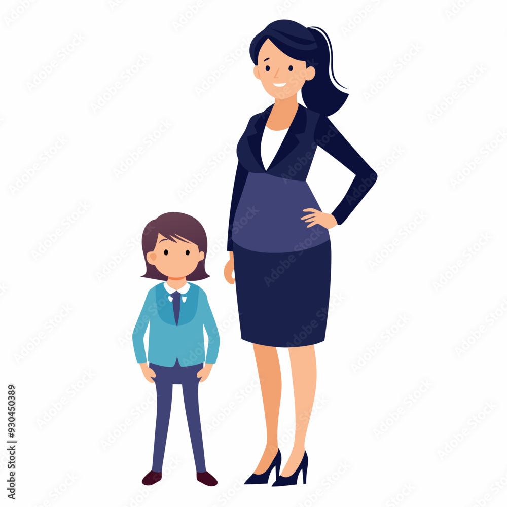Pregnant mother wearing suit and skirt art vector illustration Pregnant mother wearing suit and skirt art vector illustration