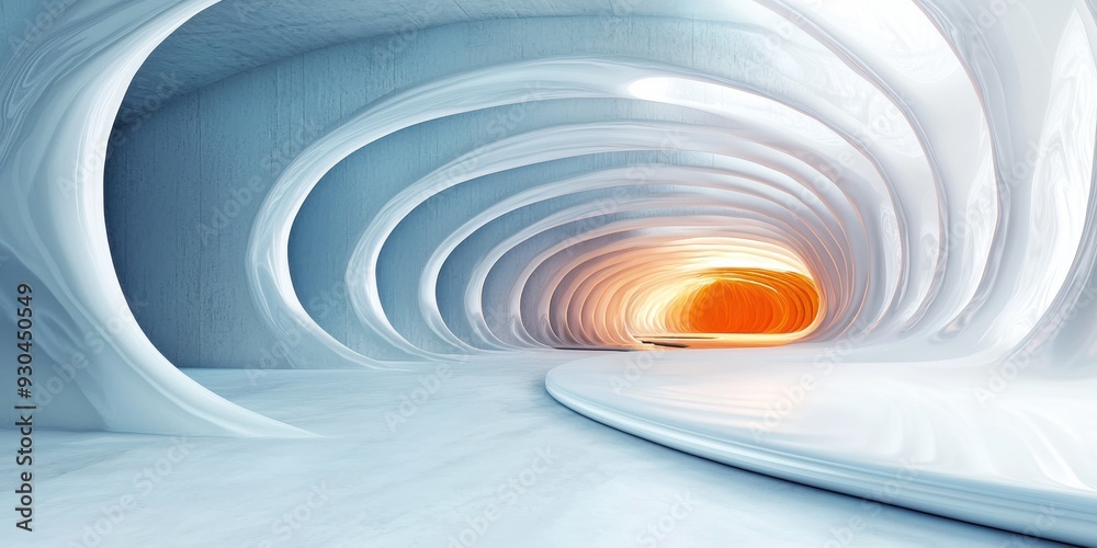 Obraz premium A futuristic abstract tunnel featuring smooth curves and a warm glow, ideal for digital art and creative projects.