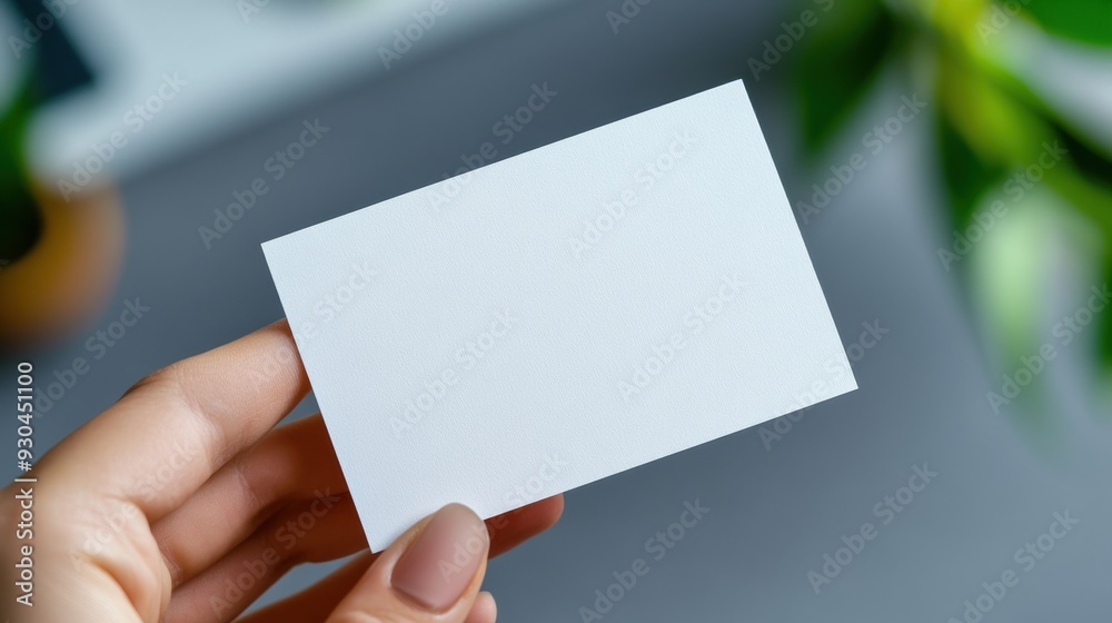 A person holding a blank business card in their hand, AI A person holding a blank business card in their hand, AI