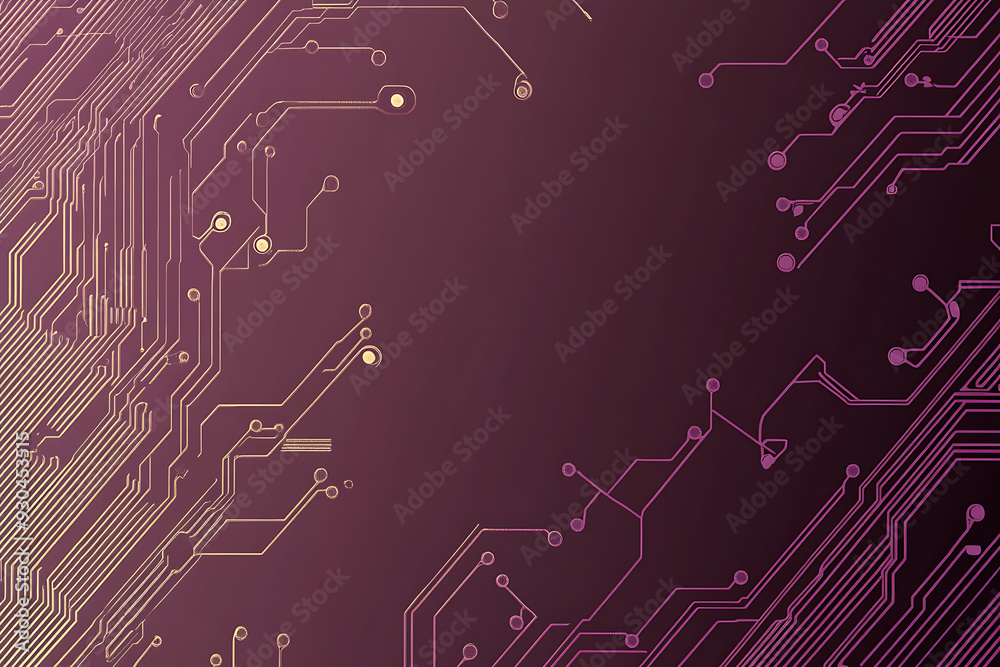 Abstract image of a circuit board with glowing lines and nodes on a pink gradient background. The intricate network of connections creates a modern, tech-inspired visual. Copy space available Abstract image of a circuit board with glowing lines and nodes on a pink gradient background. The intricate network of connections creates a modern, tech-inspired visual. Copy space available
