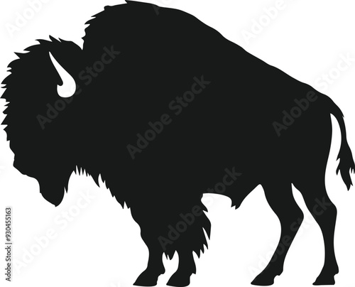 silhouettes of american bison vector illustration isolated on white background