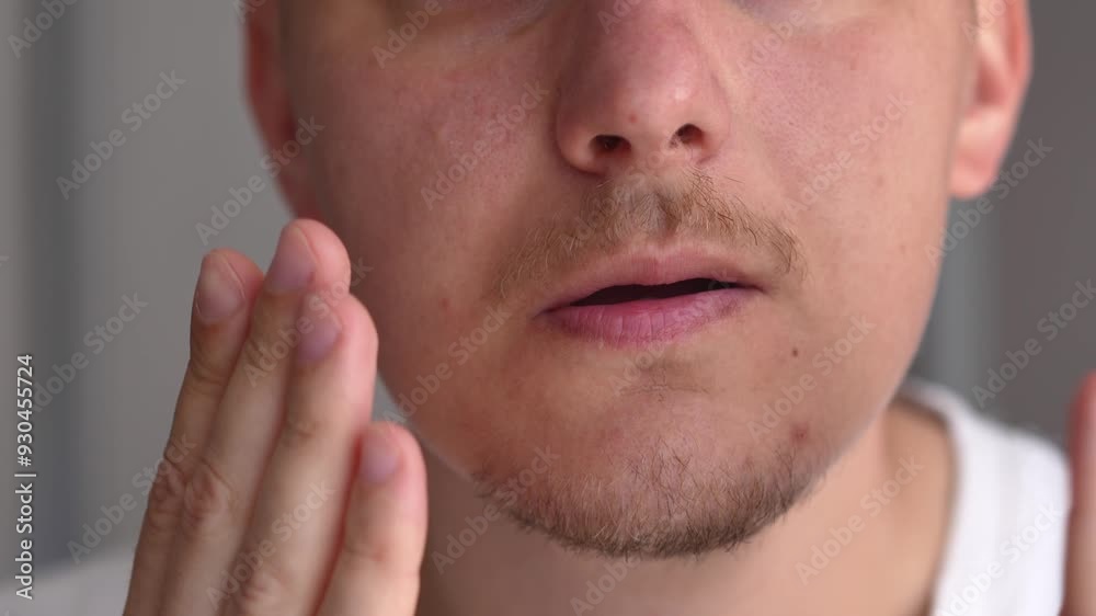 The man slaps himself in the face.
A blow to the face.
Slow motion slap.
Close-up of the man's face. The man slaps himself in the face.
A blow to the face.
Slow motion slap.
Close-up of the man's face.
