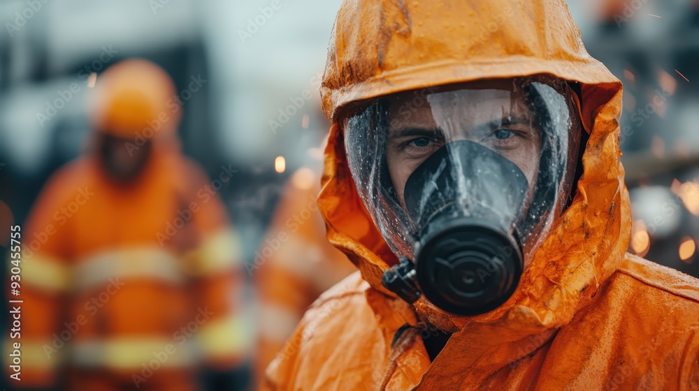 A group of workers clad in bright orange raincoats are shown performing tasks outdoors under challenging weather conditions, exemplifying resilience and teamwork. A group of workers clad in bright orange raincoats are shown performing tasks outdoors under challenging weather conditions, exemplifying resilience and teamwork.
