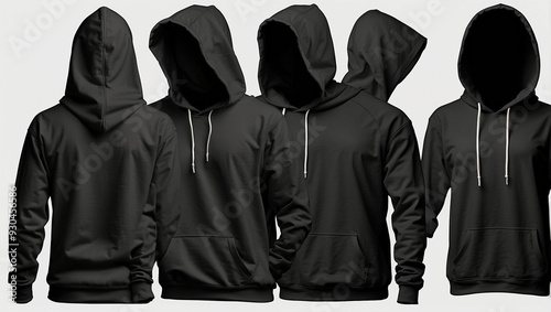 Black hoodie front and back view