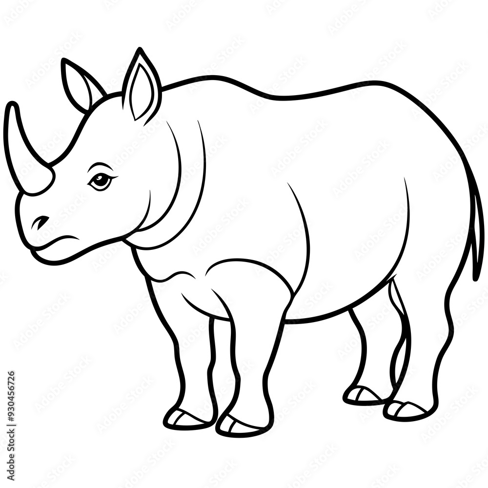 Rhinoceros line art vector illustration