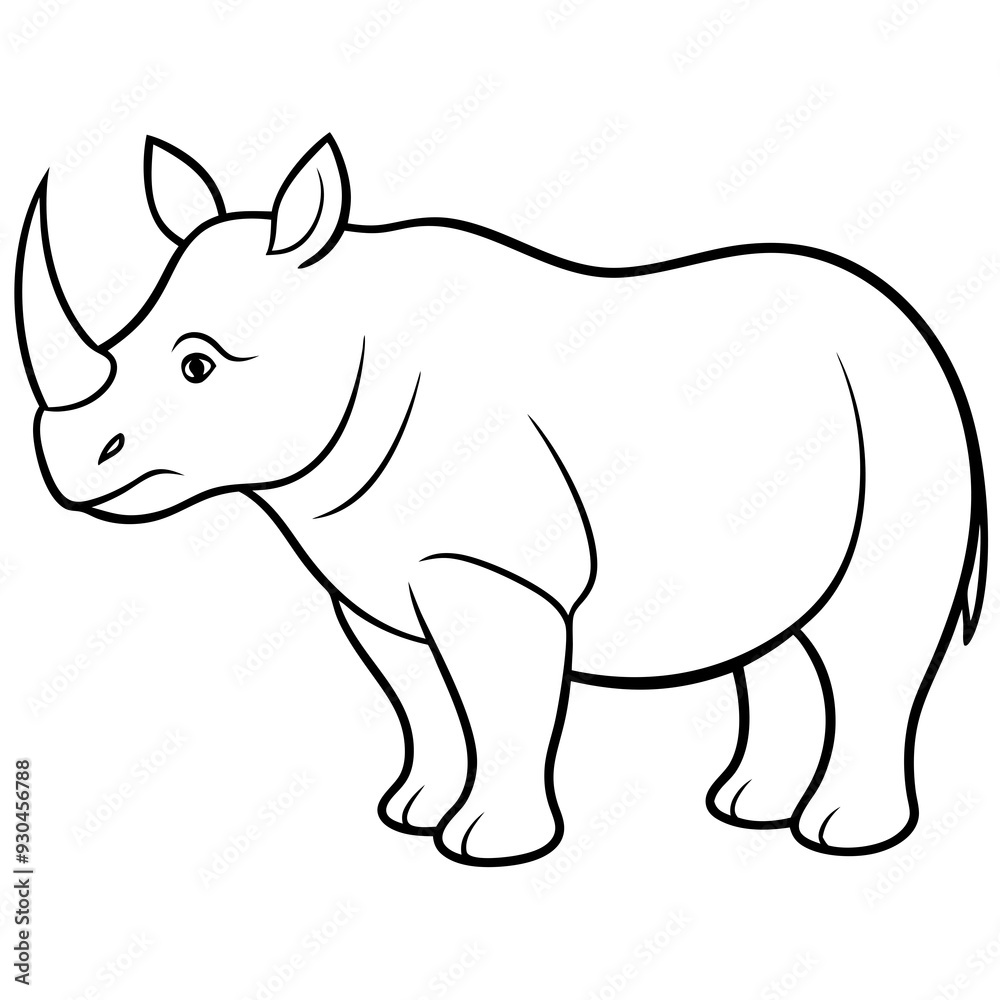 Naklejka premium Rhinoceros line art vector illustration