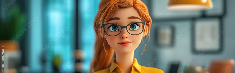 3D Cartoon Character of a Charming Young Woman