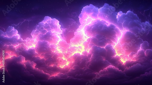 Vibrant purple storm clouds glowing with lightning energy