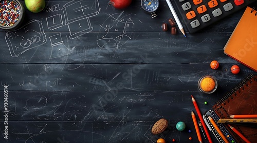 A seamless pattern of chalk-drawn math equations and symbols, creatively scattered across a chalkboard surface, with subtle texture and soft eraser marks, hd quality, authentic and educational style.