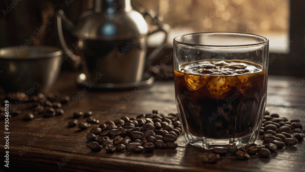A cup of iced coffee brewed using pure, unmixed coffee beans. A cup of iced coffee brewed using pure, unmixed coffee beans.