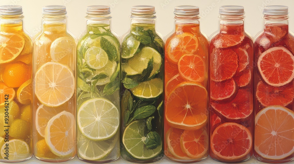 Colorful Fruit Infused Water Bottles Colorful Fruit Infused Water Bottles