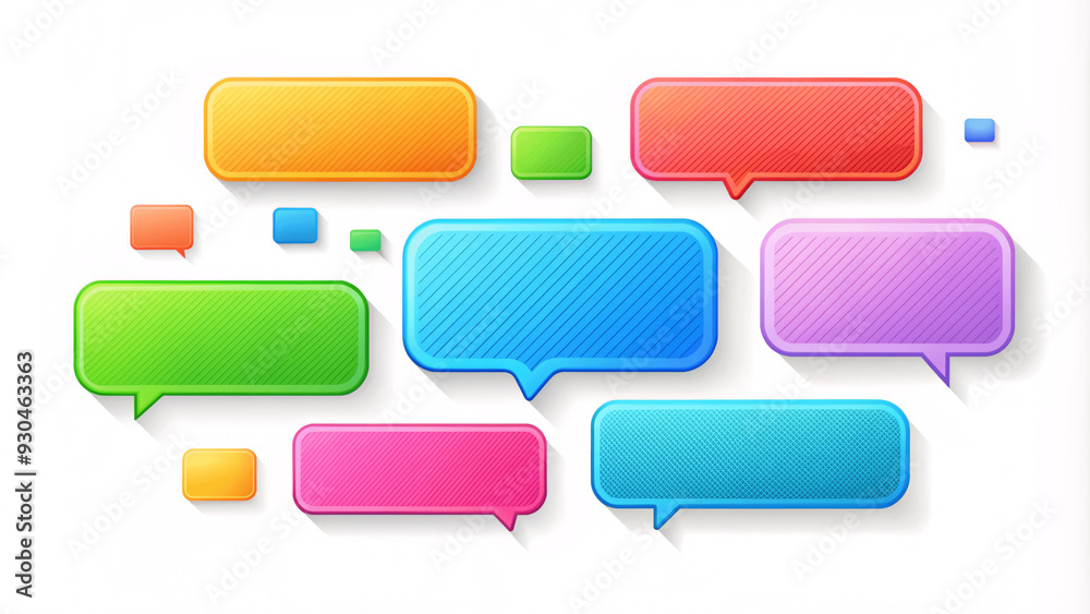 Beautiful 3d render design set of a different chatting sms template bubbles. blank colorful text bubbles Vector illustration Beautiful 3d render design set of a different chatting sms template bubbles. blank colorful text bubbles Vector illustration